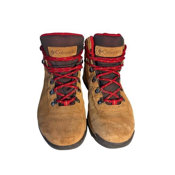 Columbia Women Tan Brown Suede Red Lace Waterproof Insulated Hiking Boot 10 - Picture 3 of 7